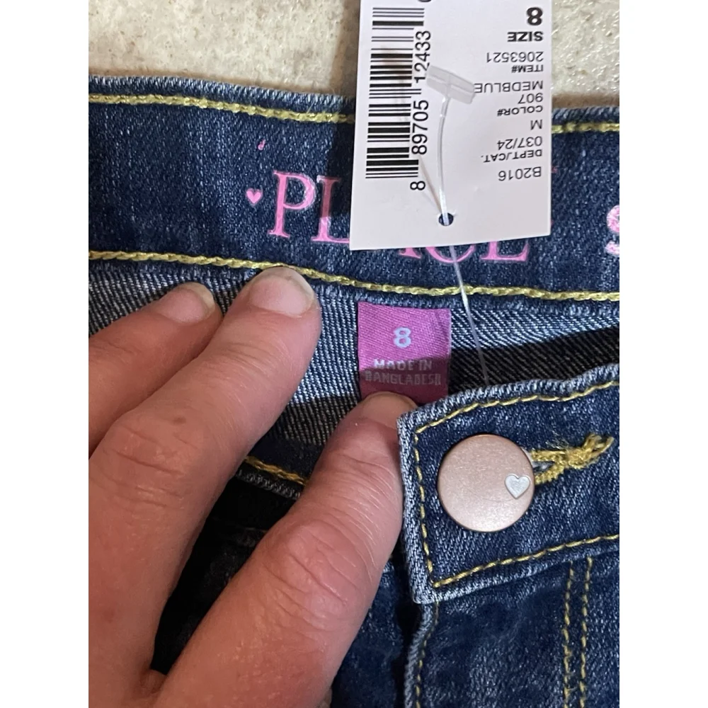 The Children's Place Denim Jeans Girls Size 8 Straight Fit Stretch Blue NWT